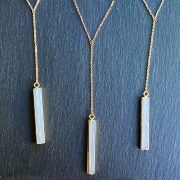 Selenite Crystal Wand Lariat Necklace - Picture 4 of 6